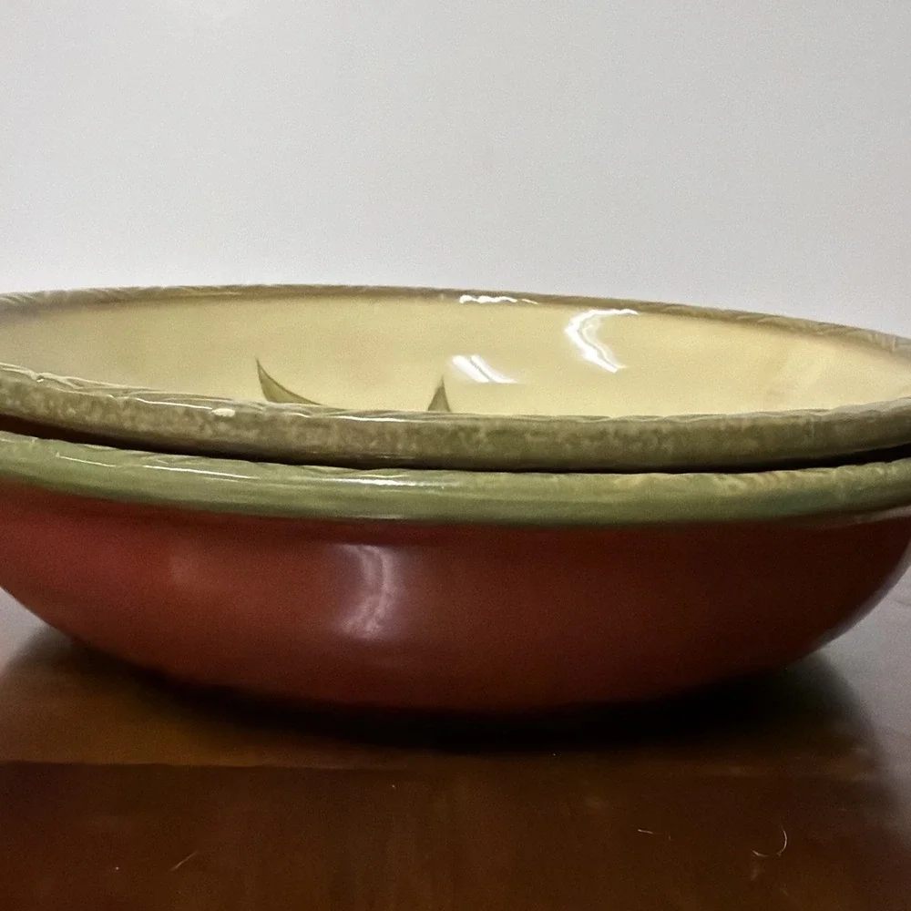 Clay Art Antique Olive Pasta Bowl Set Of 2 - Picture 3 of 10